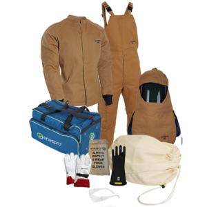 Kit 65 Cal/cm2, Categoría 4, Ropa Ignifuga anti arco eléctrico. Completo Guante Clase 2, Enespro