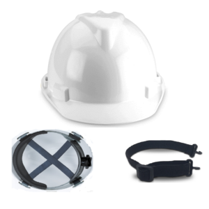 Casco tipo visera MPC 221 Dieléctrico Blanco con Arnés de 4 puntas y Barbiquejo, Masprot