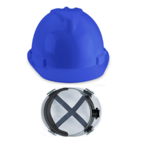 Casco tipo visera MPC 221 Dieléctrico azul con arnés de 4 puntas, Masprot