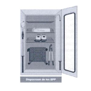 Gabinete de Seguridad, Rescate y Primeros Auxilios Mod Simple 2.000x500x300 MM., 1 PUERTA DE VIDRIO, 2 REPISAS INTERIORES Y 4 GANCHOS PARA FIJAR ELEMENTOS.